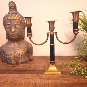 Brass Exchange - Vintage Hand Made Solid Brass 3 Armed Candelabra